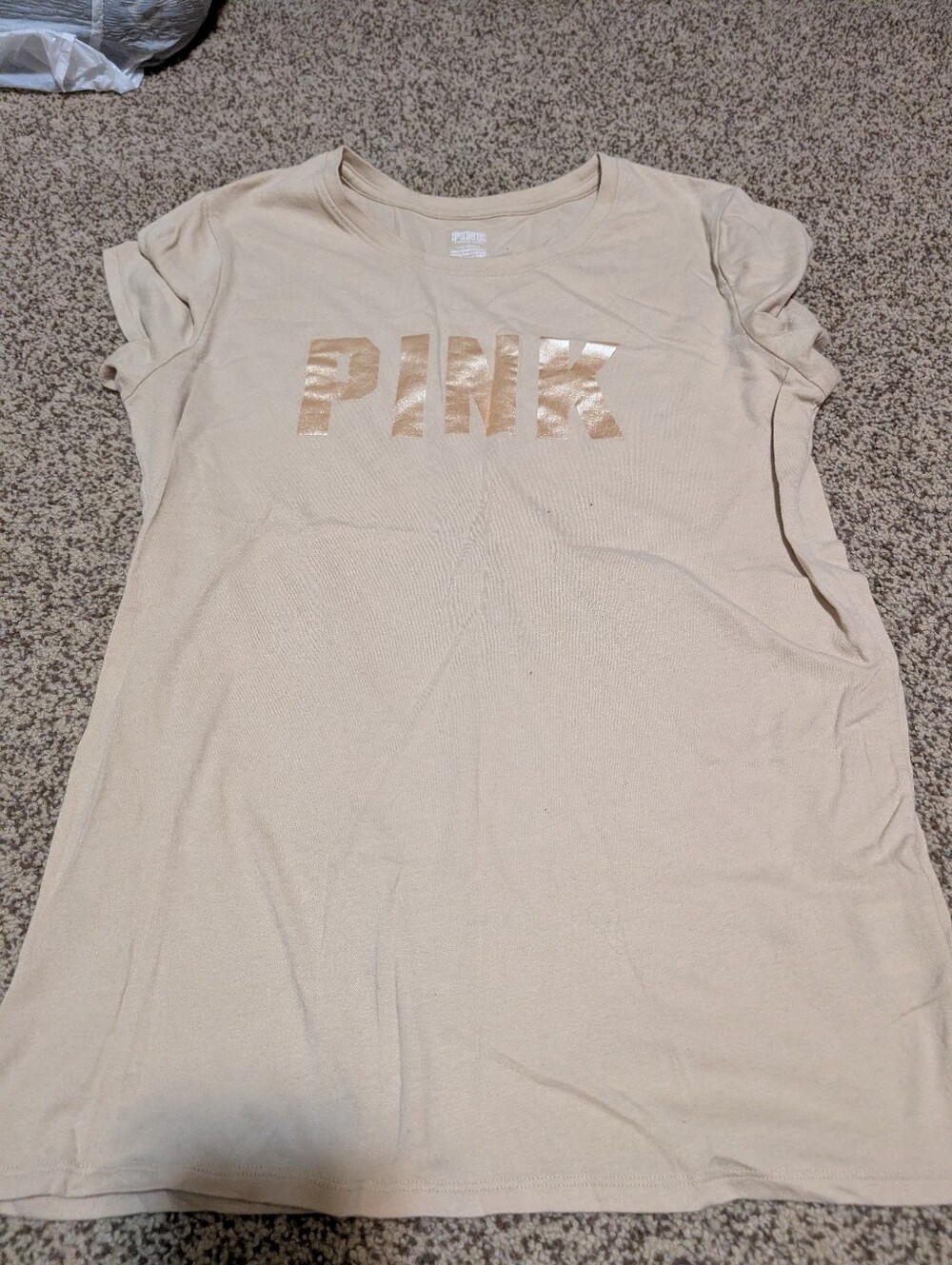 PINK Victoria's Secret Beige Logo Tee